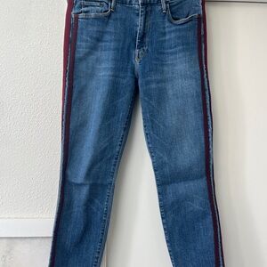 MOTHER Blue Jeans with Red Side Stripes